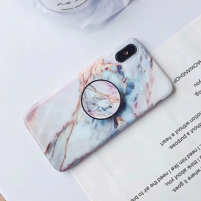 Marble Stone Case For iPhone 7 8 6 6s Plus Cases Stand Holder Soft Gel TPU Silicone Case For iPhone X XS XR XS Max Cover