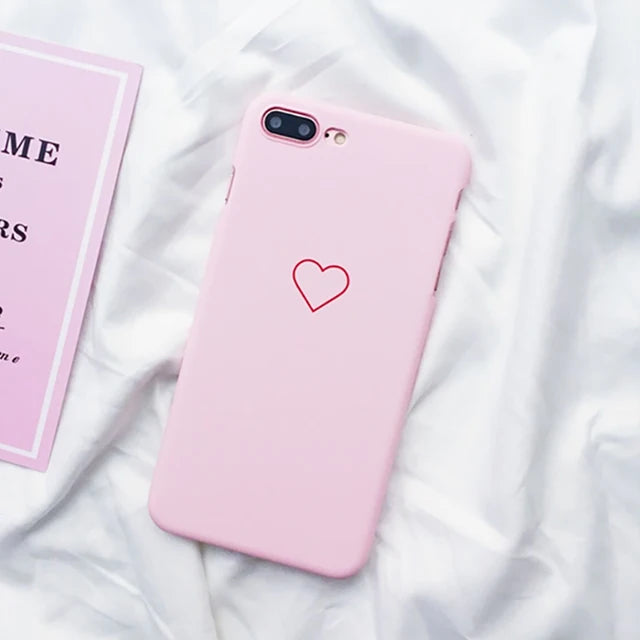 Love Heart Painted Graphic Case For iPhone XS XR XS Max X 5 5S 6 6S 7 8 Plus Couples Back Cover Ultra Thin Matte Hard PC