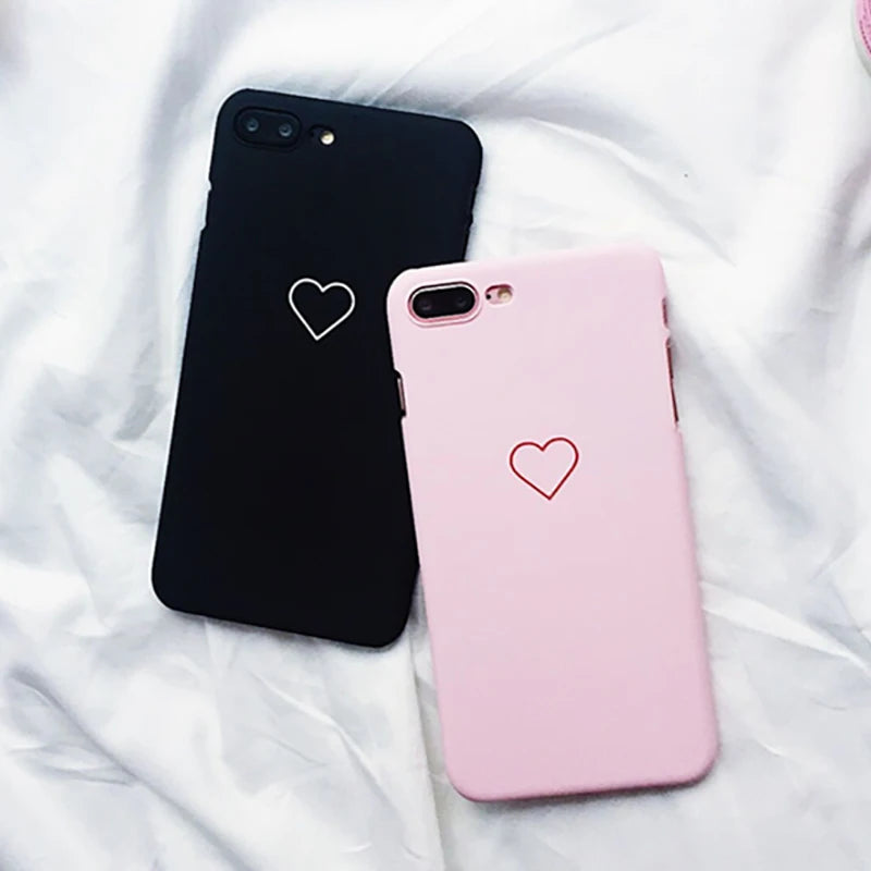 Love Heart Painted Graphic Case For iPhone XS XR XS Max X 5 5S 6 6S 7 8 Plus Couples Back Cover Ultra Thin Matte Hard PC