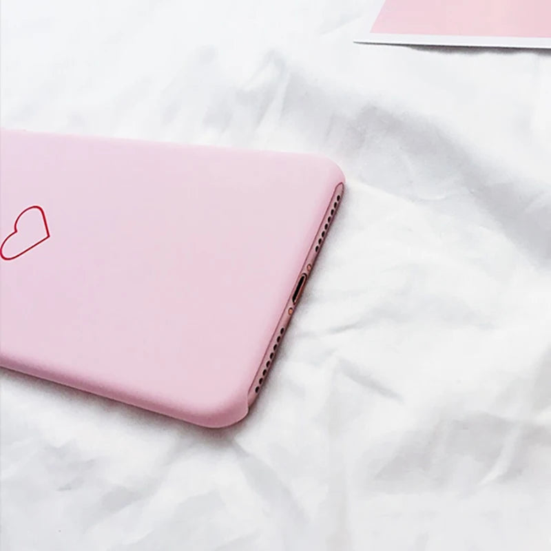 Love Heart Painted Graphic Case For iPhone XS XR XS Max X 5 5S 6 6S 7 8 Plus Couples Back Cover Ultra Thin Matte Hard PC