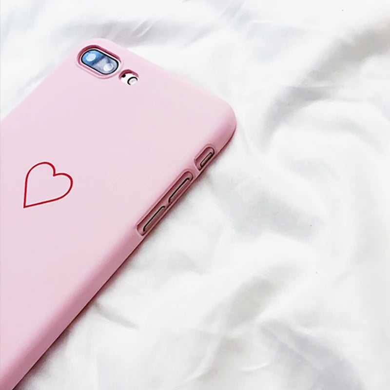 Love Heart Painted Graphic Case For iPhone XS XR XS Max X 5 5S 6 6S 7 8 Plus Couples Back Cover Ultra Thin Matte Hard PC