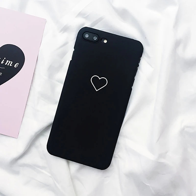 Love Heart Painted Graphic Case For iPhone XS XR XS Max X 5 5S 6 6S 7 8 Plus Couples Back Cover Ultra Thin Matte Hard PC