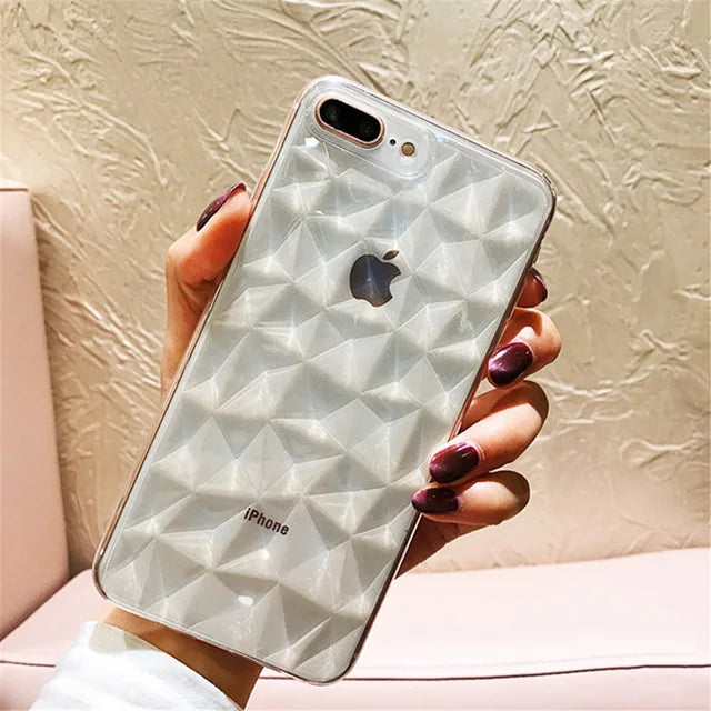 Lovebay Diamond Texture Case For iPhone 6 6s 7 8 Plus X Soft Phone Cover for iPhone 7 Luxury Transparent Case Ultra Thin Coque