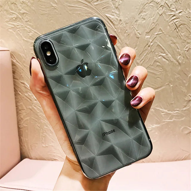 Lovebay Diamond Texture Case For iPhone 6 6s 7 8 Plus X Soft Phone Cover for iPhone 7 Luxury Transparent Case Ultra Thin Coque