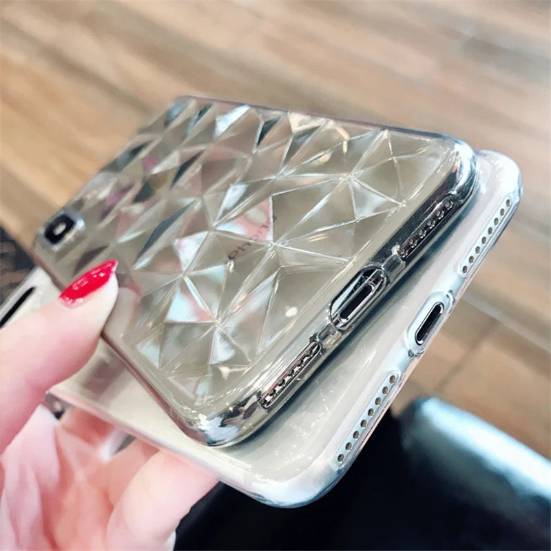Lovebay Diamond Texture Case For iPhone 6 6s 7 8 Plus X Soft Phone Cover for iPhone 7 Luxury Transparent Case Ultra Thin Coque