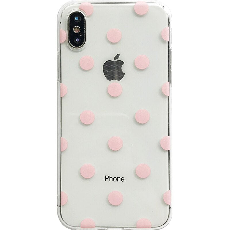 Cute Polka Dots clear TPU phone Cases For iphone XS Max X XR XS soft TPU Case for iphone 6 6s 7 8 plus phone back cover