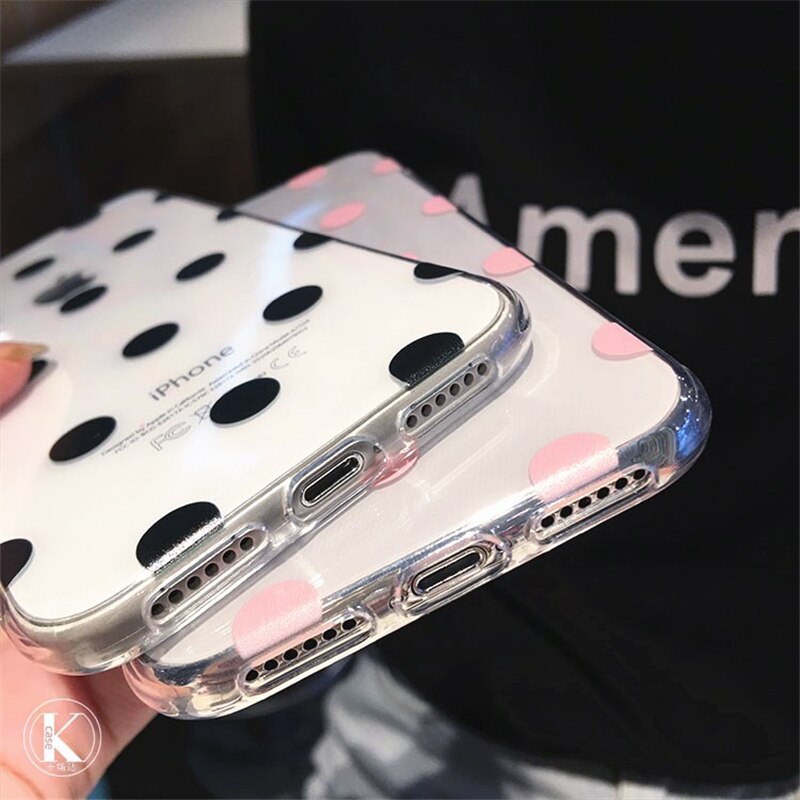 Cute Polka Dots clear TPU phone Cases For iphone XS Max X XR XS soft TPU Case for iphone 6 6s 7 8 plus phone back cover