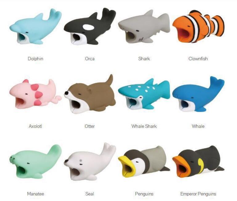 Cute Animal Shape Cable Protector Soft Silicone Anti Break Data Line Protective Cell Computers Mobile Phone Accessories