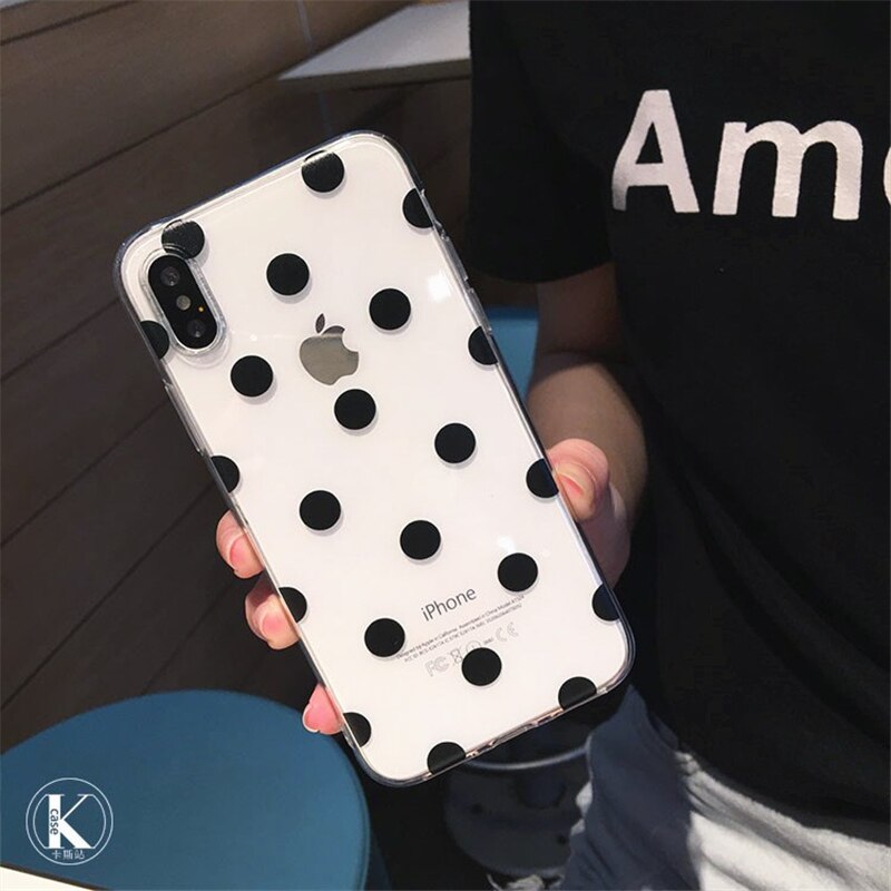 Cute Polka Dots clear TPU phone Cases For iphone XS Max X XR XS soft TPU Case for iphone 6 6s 7 8 plus phone back cover