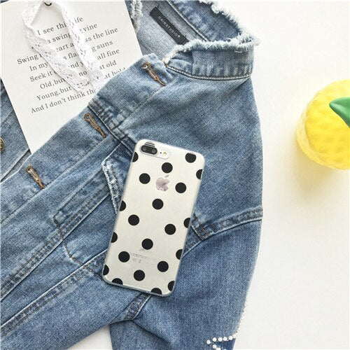 Cute Polka Dots clear TPU phone Cases For iphone XS Max X XR XS soft TPU Case for iphone 6 6s 7 8 plus phone back cover