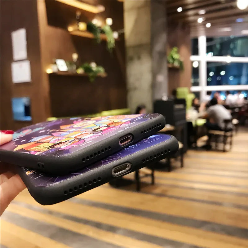 Cartoon Fairy tale castle 3D Relief Case for iphone 7 7plus Fireworks hard case For iphone X 6 6s 6splus 6plus 8 8plus cover