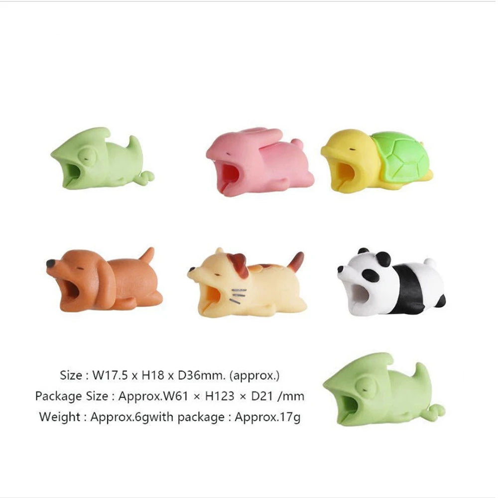 Cute Animal Shape Cable Protector Soft Silicone Anti Break Data Line Protective Cell Computers Mobile Phone Accessories