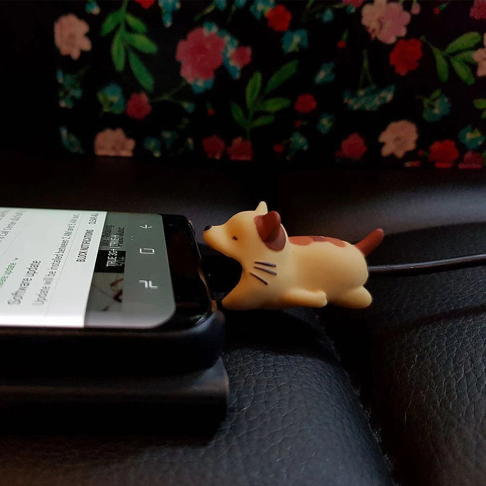 Cute Animal Shape Cable Protector Soft Silicone Anti Break Data Line Protective Cell Computers Mobile Phone Accessories