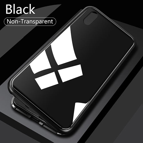 Double sided  Magnetic Case for iPhone X Clear Tempered Glass Magnet Adsorption Case