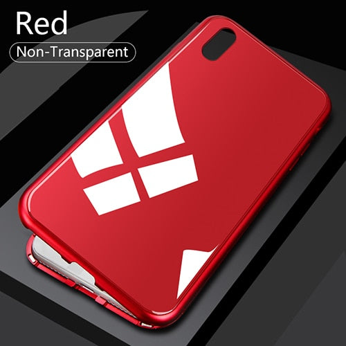 Double sided  Magnetic Case for iPhone X Clear Tempered Glass Magnet Adsorption Case