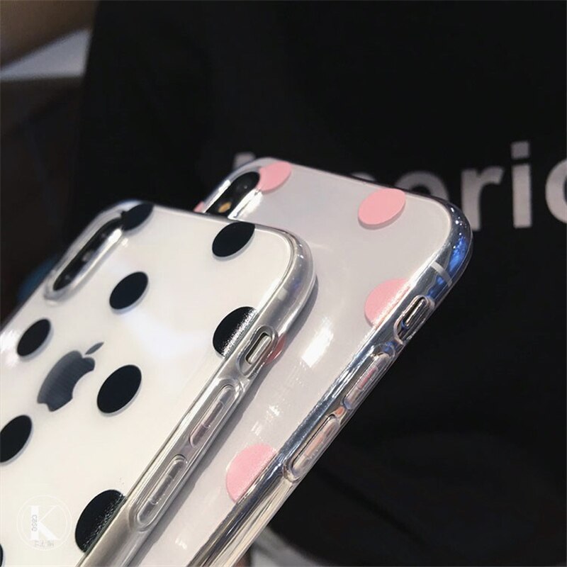 Cute Polka Dots clear TPU phone Cases For iphone XS Max X XR XS soft TPU Case for iphone 6 6s 7 8 plus phone back cover