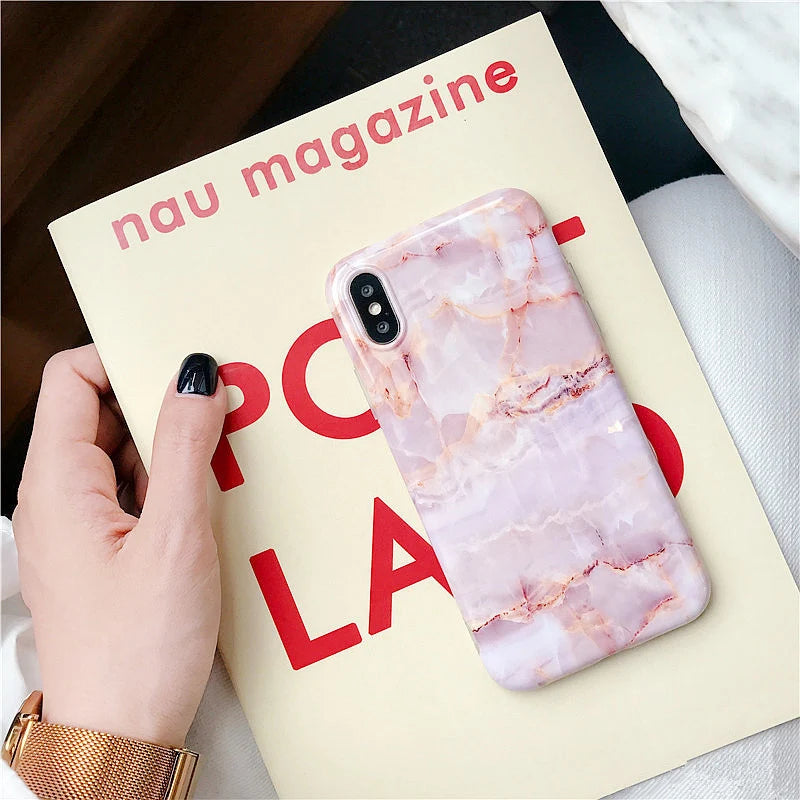 For iphone X XR XS XS Max case Granite Scrub Marble Case soft TPU case for iphone 6 7 8 7 7plus Protective shell