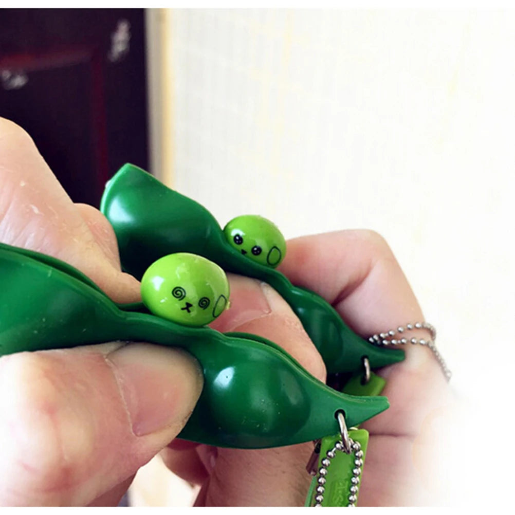7x2cm Cartoon Emoji Face Pea Cute Phone Straps Fun Bean Pendant Squeeze Keychain Bread Cake Kids Toy