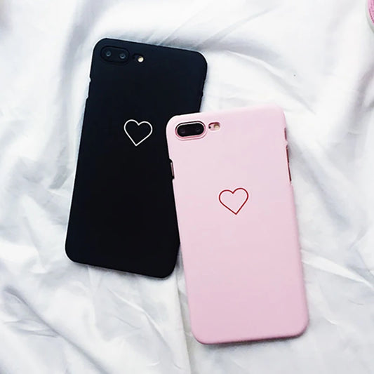 Love Heart Painted Graphic Case For iPhone XS XR XS Max X 5 5S 6 6S 7 8 Plus Couples Back Cover Ultra Thin Matte Hard PC