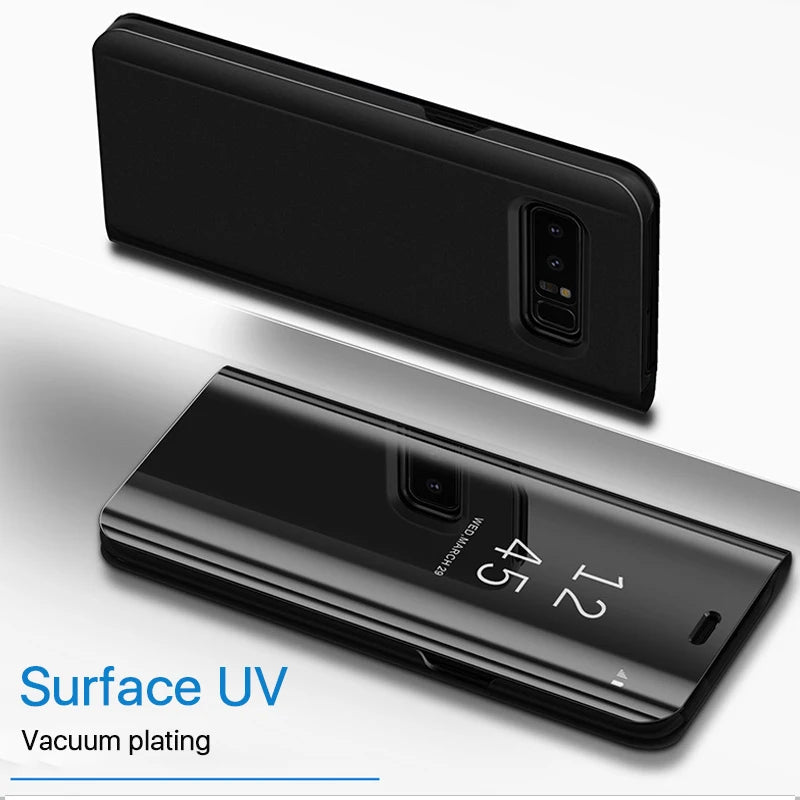 Smart Phone Case For Samsung Galaxy A6 A5 A7 A8  Mirror Clear View Leather Cover For Samsung S9 Plus Note 8 S8 S7 Edge Case
