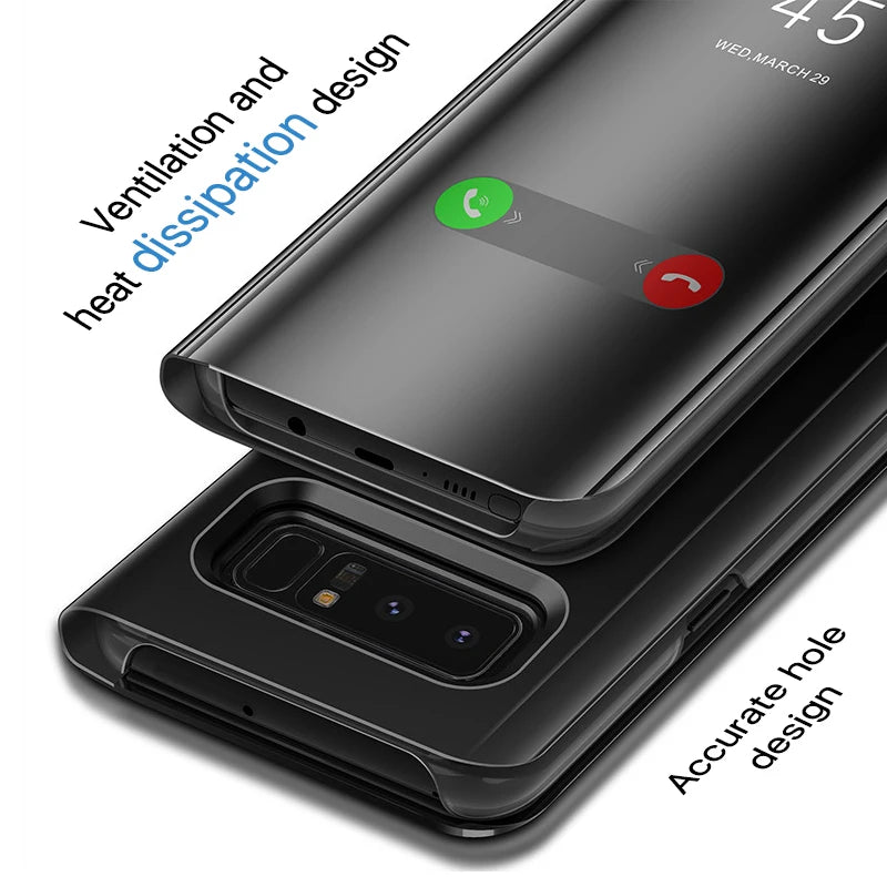 Smart Phone Case For Samsung Galaxy A6 A5 A7 A8  Mirror Clear View Leather Cover For Samsung S9 Plus Note 8 S8 S7 Edge Case